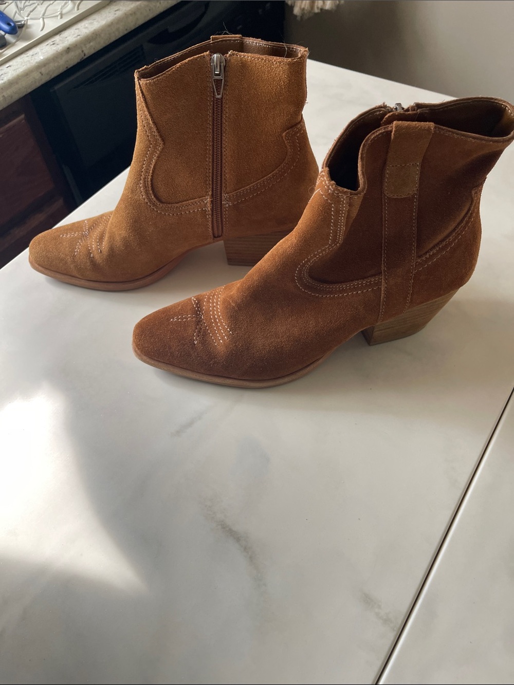 Dolce Vita Slima Suede Western Ankle Boots